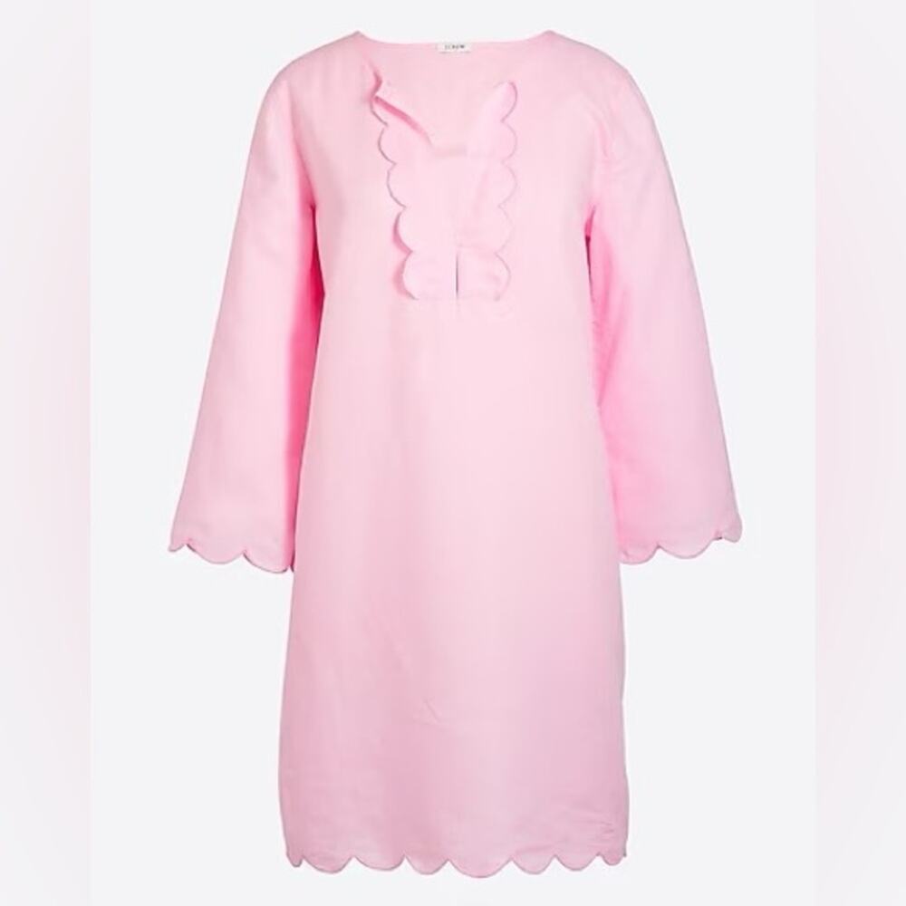 J. Crew Factory Scalloped Tunic Cover Up Petal Pink NWT NEW Medium Linen